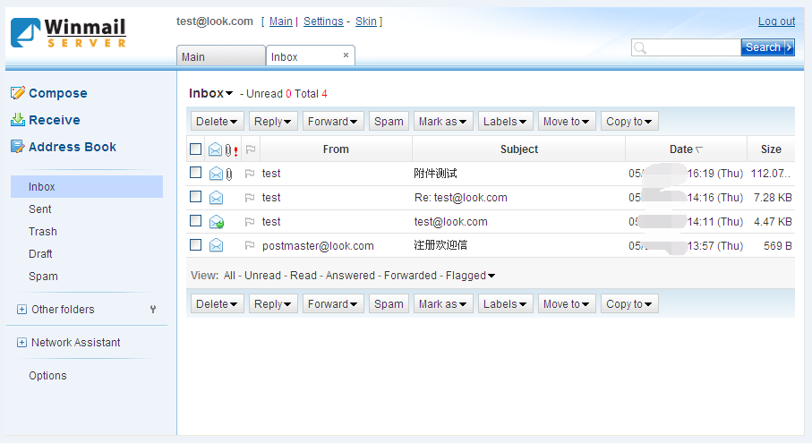 Webmail - 收件箱(英文)