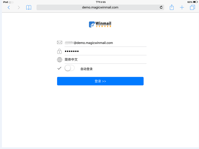 Webmail - iPad浏览器 登陆